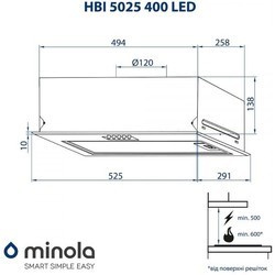 Вытяжка Minola HBI 5025 I/BL 400 LED