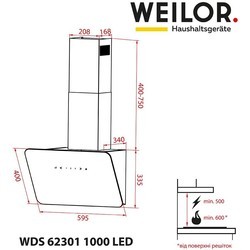 Вытяжка Weilor WDS 62301 R BL 1000 LED