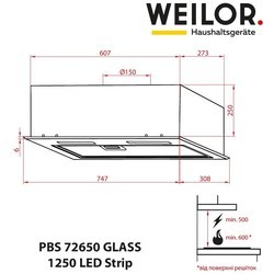 Вытяжка Weilor PBS 72650 GLASS BG 1250 LED Strip