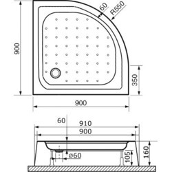 Душевой поддон RGW LUX/TN-P 90x90x16