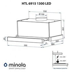 Вытяжка Minola HTL 6915 BL 1300 LED
