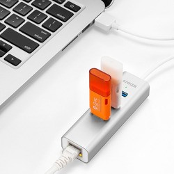 Картридер/USB-хаб ANKER Aluminum 3-Port USB 3.0 with Ethernet Hub