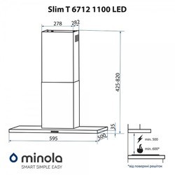 Вытяжка Minola Slim T 6712 BL 1100 LED