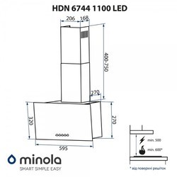 Вытяжка Minola HDN 6744 BL 1100 LED
