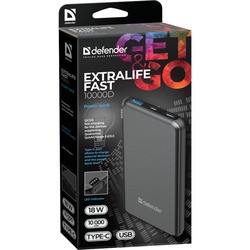 Powerbank аккумулятор Defender ExtraLife Fast 10000D