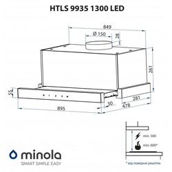 Вытяжка Minola HTLS 9935 BL 1300 LED