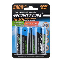 Аккумуляторная батарейка Robiton 2xD 5000 mAh