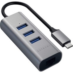 Картридер/USB-хаб Satechi Type-C 2-in-1 Aluminum 3 Port Hub with Ethernet (серебристый)