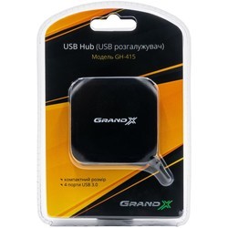 Картридер/USB-хаб Grand-X GH-415