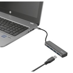 Картридер/USB-хаб Trust Halyx Aluminium USB-C to 4-Port USB-A