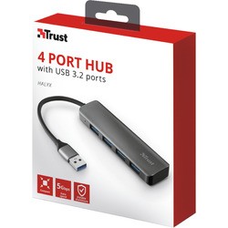 Картридер/USB-хаб Trust Halyx Aluminium 4-Port USB 3.2