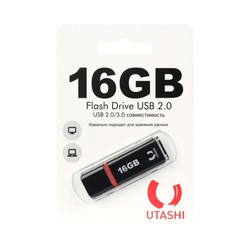 USB Flash (флешка) UTASHI Haya 16Gb (черный)