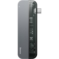 Картридер/USB-хаб BASEUS Transparent Type-C Multifunctional HUB Adapter (серый)
