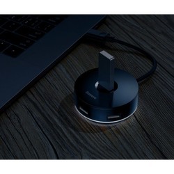 Картридер/USB-хаб BASEUS Round Box USB-C to USB 3.0 and 2xUSB 2.0 (черный)