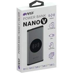 Powerbank аккумулятор Hiper Nano V 5000 (серебристый)