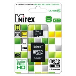 Карта памяти Mirex microSDHC Class 10 16Gb + Adapter