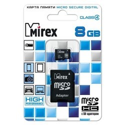 Карта памяти Mirex microSDHC Class 4 4Gb + Adapter