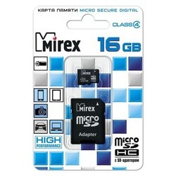 Карта памяти Mirex microSDHC Class 4 8Gb + Adapter