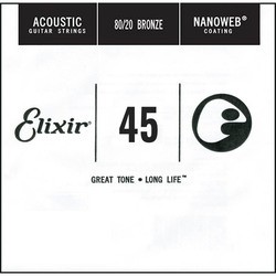 Струны Elixir Acoustic Nanoweb 80/20 Bronze Single 45
