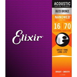 Струны Elixir Acoustic 80/20 Bronze Baritone NW 8-String 16-70