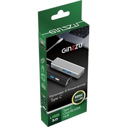Картридер/USB-хаб Ginzzu GR-566UB