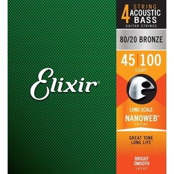 Струны Elixir Acoustic Bass 80/20 Bronze NW Light 45-100