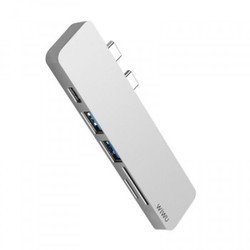 Картридер/USB-хаб WiWU Adapter T8 Lite (серебристый)