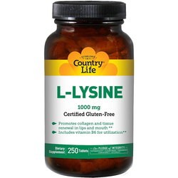 Аминокислоты Country Life L-Lysine 1000 mg 100 tab