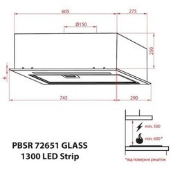 Вытяжка Weilor PBSR 72651 GLASS WH 1300 LED Strip