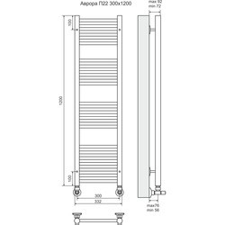 Полотенцесушитель Terminus Aurora 300x1200