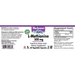 Аминокислоты Bluebonnet Nutrition L-Methionine 500 mg