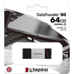 USB Flash (флешка) Kingston DataTraveler 80 128Gb (серебристый)