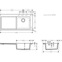 Кухонная мойка Hansgrohe S51 S514-F450 43314