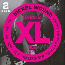 Струны DAddario XL Nickel Wound Bass 5-String 45-130 2 Sets