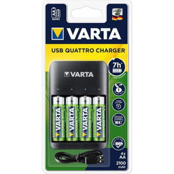Зарядка аккумуляторных батареек Varta Value USB Quattro Charger + 4xAA 2100 mAh