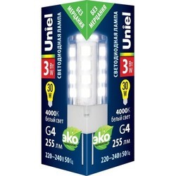 Лампочка Uniel LED-JC-220/5W/3000K/G4/CL GLZ09TR