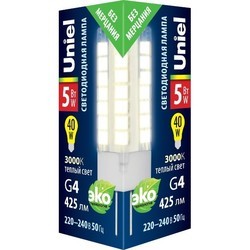 Лампочка Uniel LED-JC-220/5W/4000K/G4/CL GLZ09TR