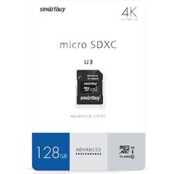 Карта памяти SmartBuy microSDXC Class 10 UHS-I U3 V30 A1 128Gb