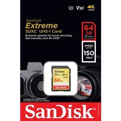 Карта памяти SanDisk Extreme Plus V30 SDXC UHS-I U3 150Mb/s 64Gb