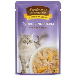 Корм для кошек Derevenskie Lakomstva Jelly Tuna Salmon 0.07 kg