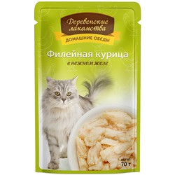 Корм для кошек Derevenskie Lakomstva Jelly Fillet Chicken 0.07 kg