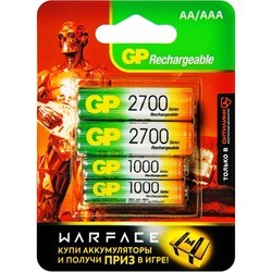 Аккумулятор / батарейка GP Rechargeable 2xAA 2700 mAh + 2xAAA 1000 mAh