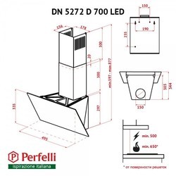 Вытяжка Perfelli DN 5272 D 700 WH LED