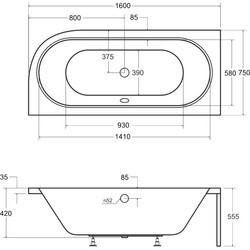 Ванна Besco Avita 160x75 WAV-160-NP