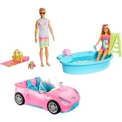 Кукла Barbie Gift Set with Convertible Car Pool GJB71