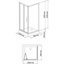 Душевая кабина BandHours Snow Side Rectangular 910 100x90