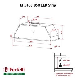 Вытяжка Perfelli BI 5453 BL 850 LED Strip