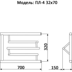 Полотенцесушитель Nika Econ PL-4 P 700x320 630370100