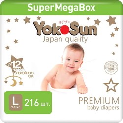 Подгузники Yokosun Premium Diapers L / 216 pcs
