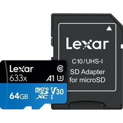Карты памяти Lexar High-Performance 633x microSDXC 256GB + SD adapter